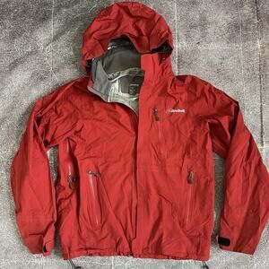 Men's Cloudveil Dark Red Gray Nylon Hooded Rain Coat Zip Up Light Jacket Sz M